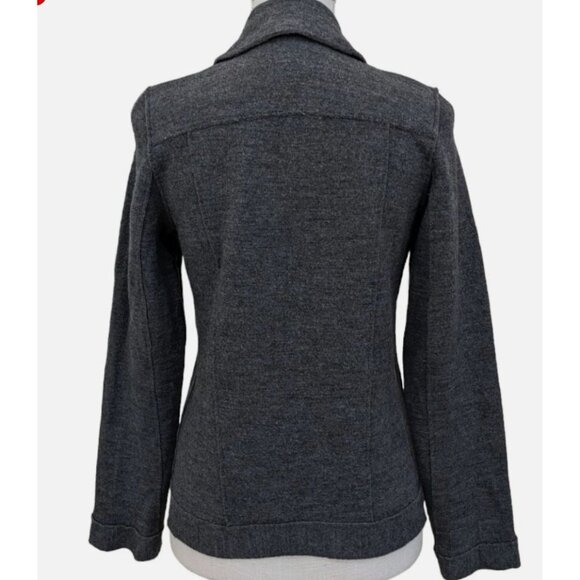 Eileen Fisher gray merino wool refined sweater jacket. L - Picture 3 of 5